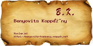 Benyovits Koppány névjegykártya